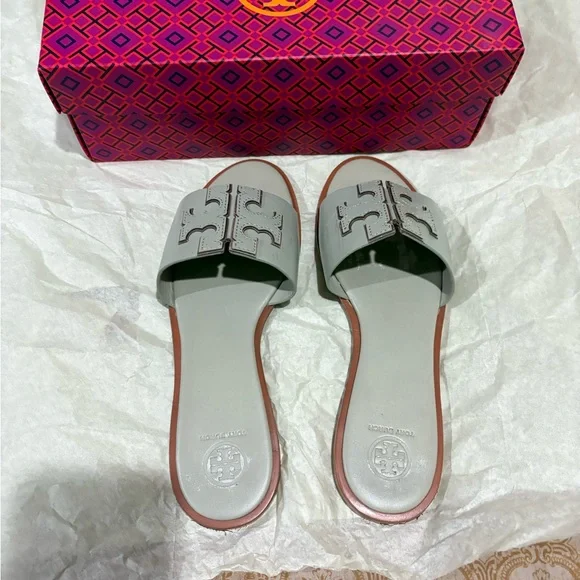 Tory Burch Light Gray Slide Sandals - Picture 2 of 11
